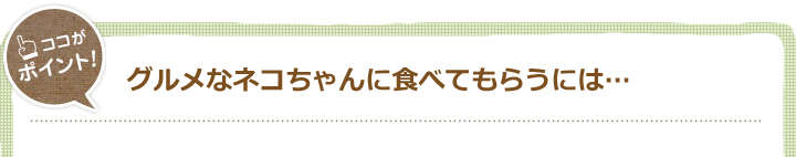 グルメなネコちゃんに食べてもらうには…