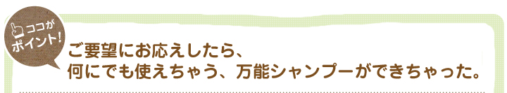 ご要望にお応えしたら、万能シャンプーができちゃった。