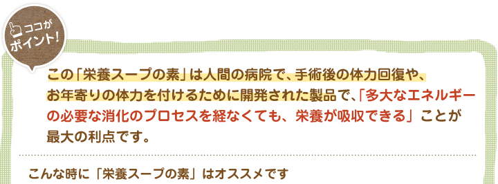 こんなときに「栄養スープの素」はおすすめです。