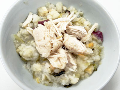 野菜たっぷりおじやにサクッとささみ