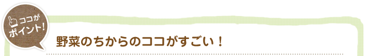 野菜のちからのココがいいね！